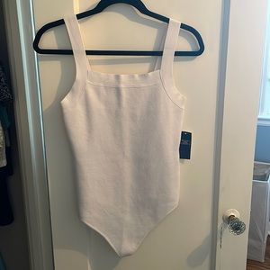 White square neck knit bodysuit brand new with tags